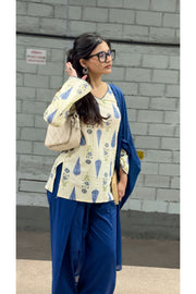 Ivory Indigo Farshi Salwar Set With Dupatta