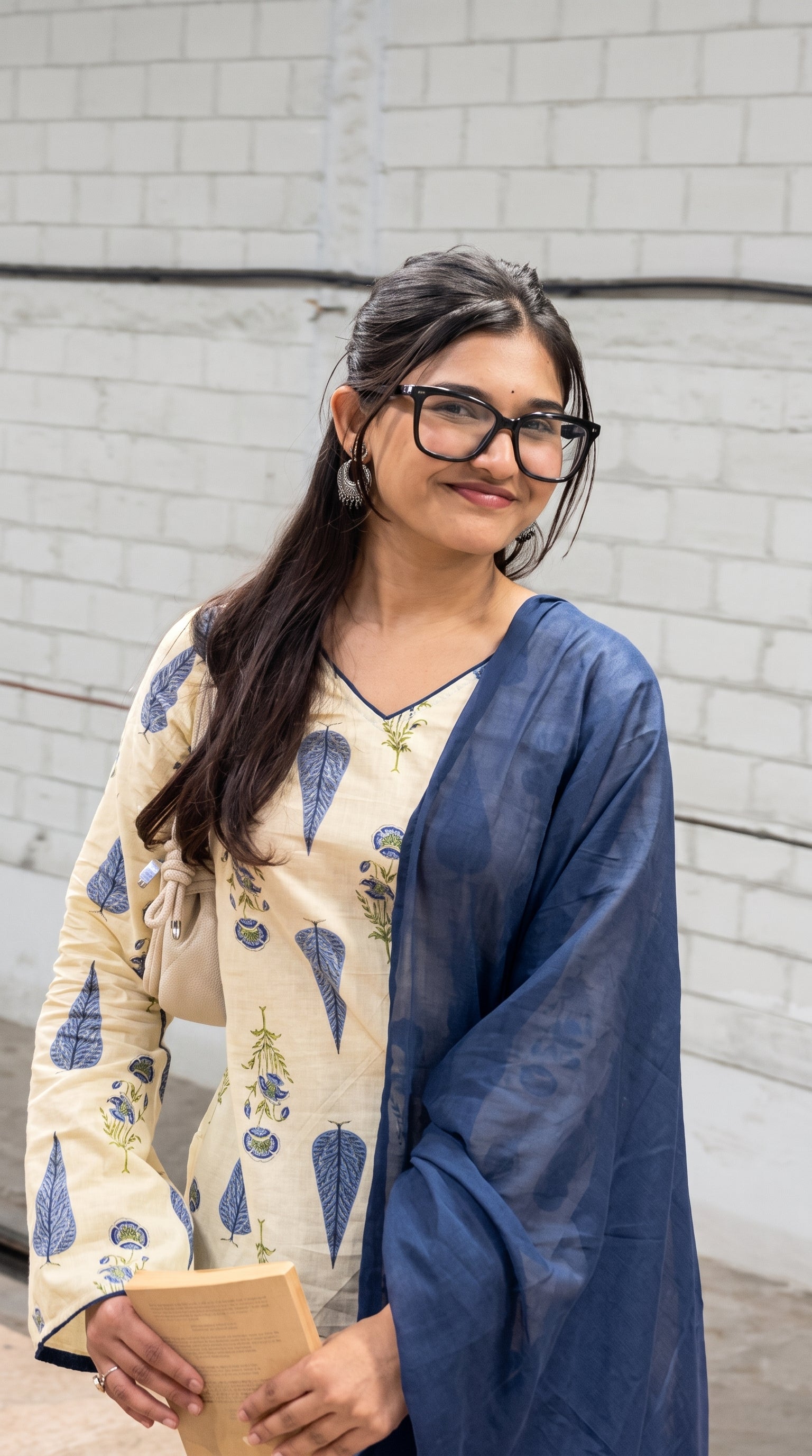 Ivory Indigo Farshi Salwar Set With Dupatta