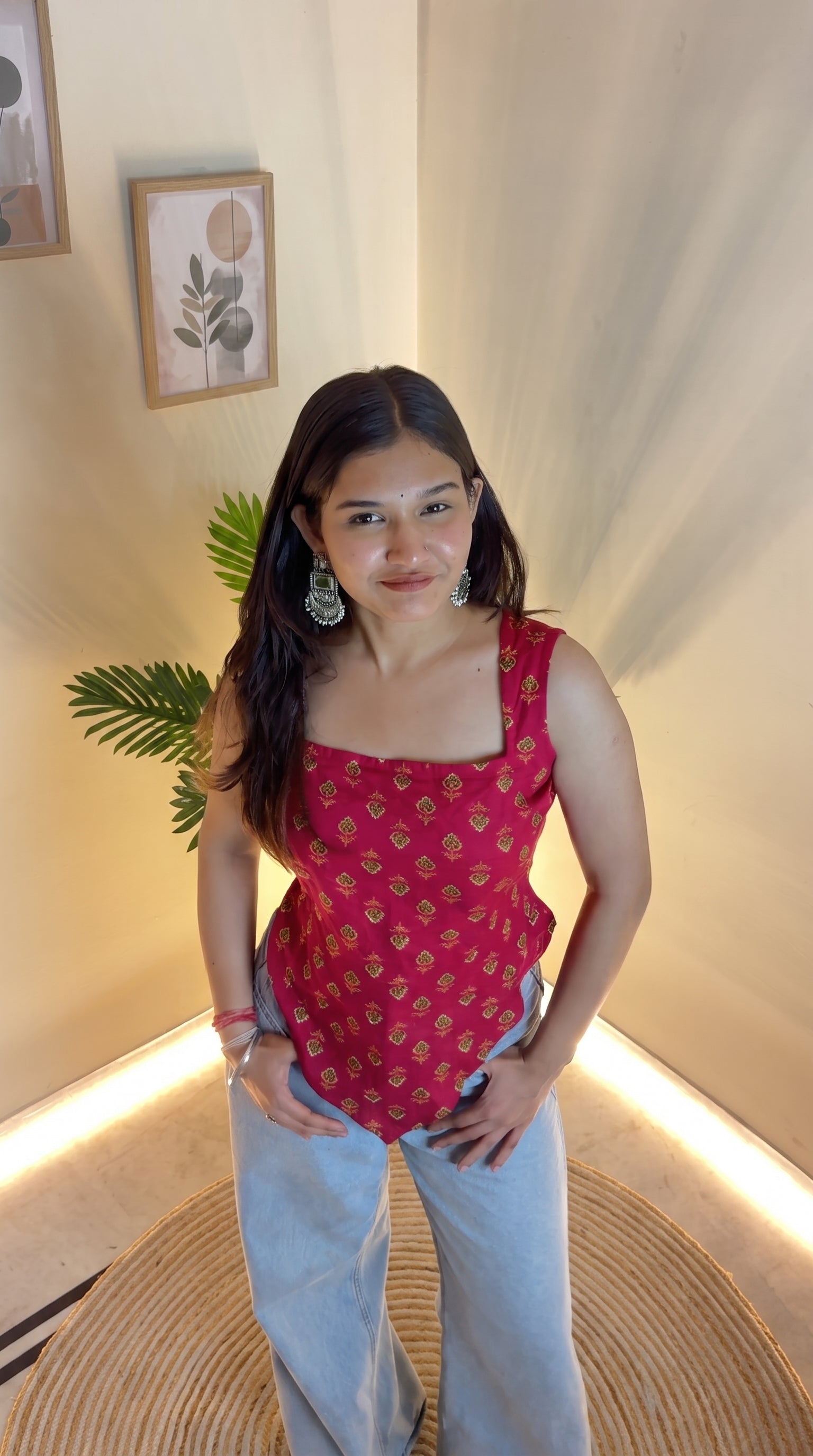 Crimson Buti Desi Baddie Kurti