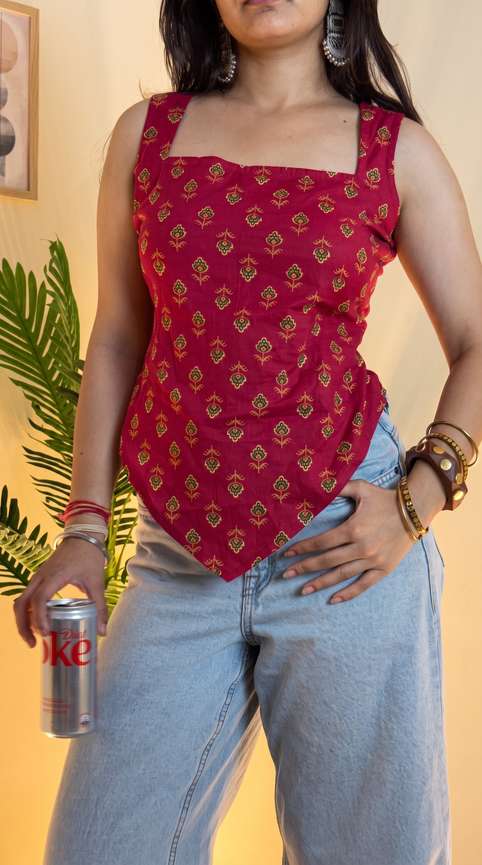 Crimson Buti Desi Baddie Kurti