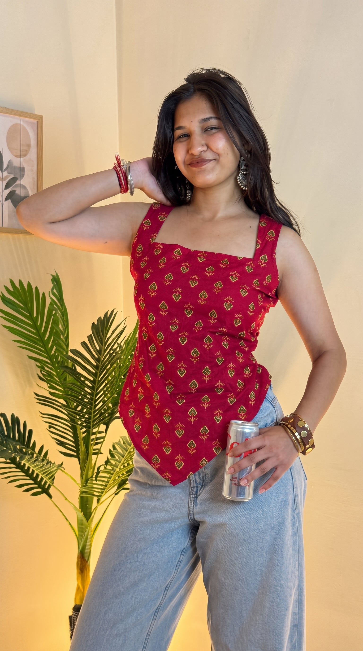 Crimson Buti Desi Baddie Kurti