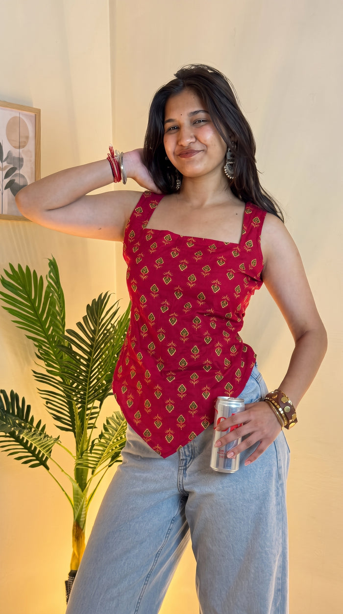Crimson Buti Desi Baddie Kurti