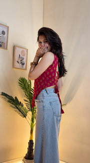 Crimson Buti Desi Baddie Kurti