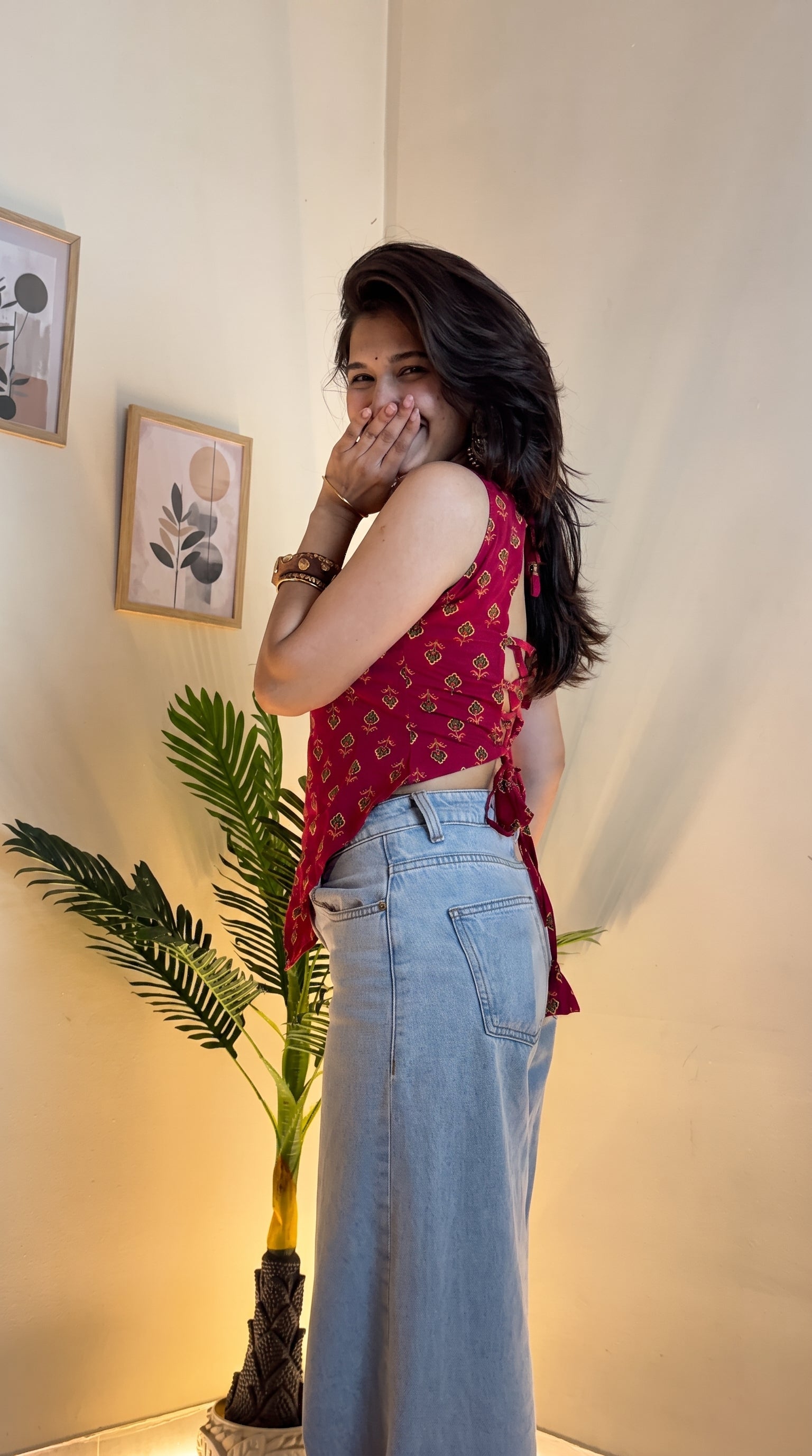 Crimson Buti Desi Baddie Kurti
