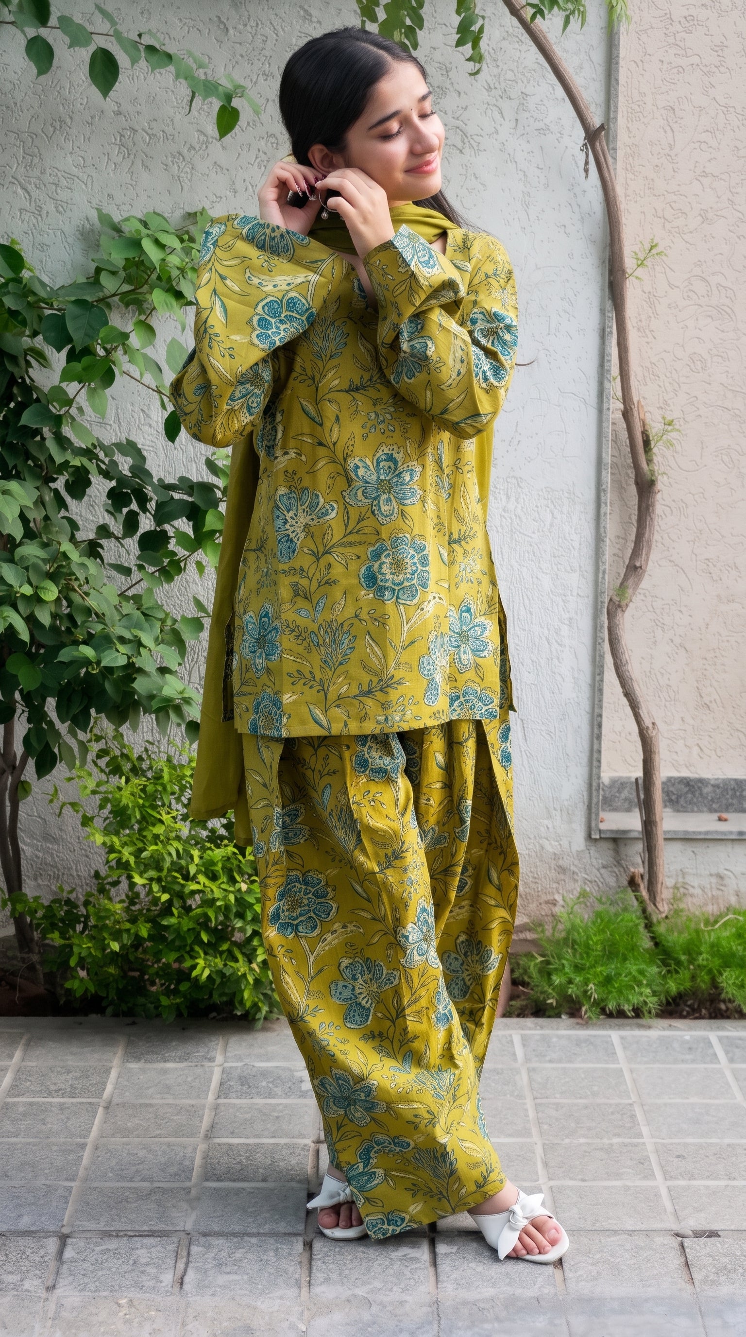 Mustard Meadow Farshi Salwar Set with Dupatta