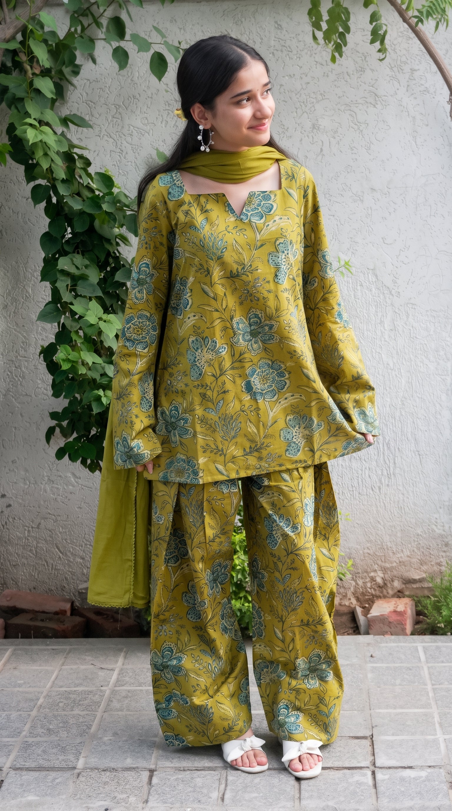 Mustard Meadow Farshi Salwar Set with Dupatta
