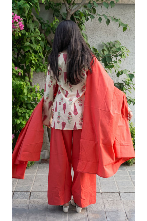 Floral Buti Print Farshi Salwar Set with Dupatta