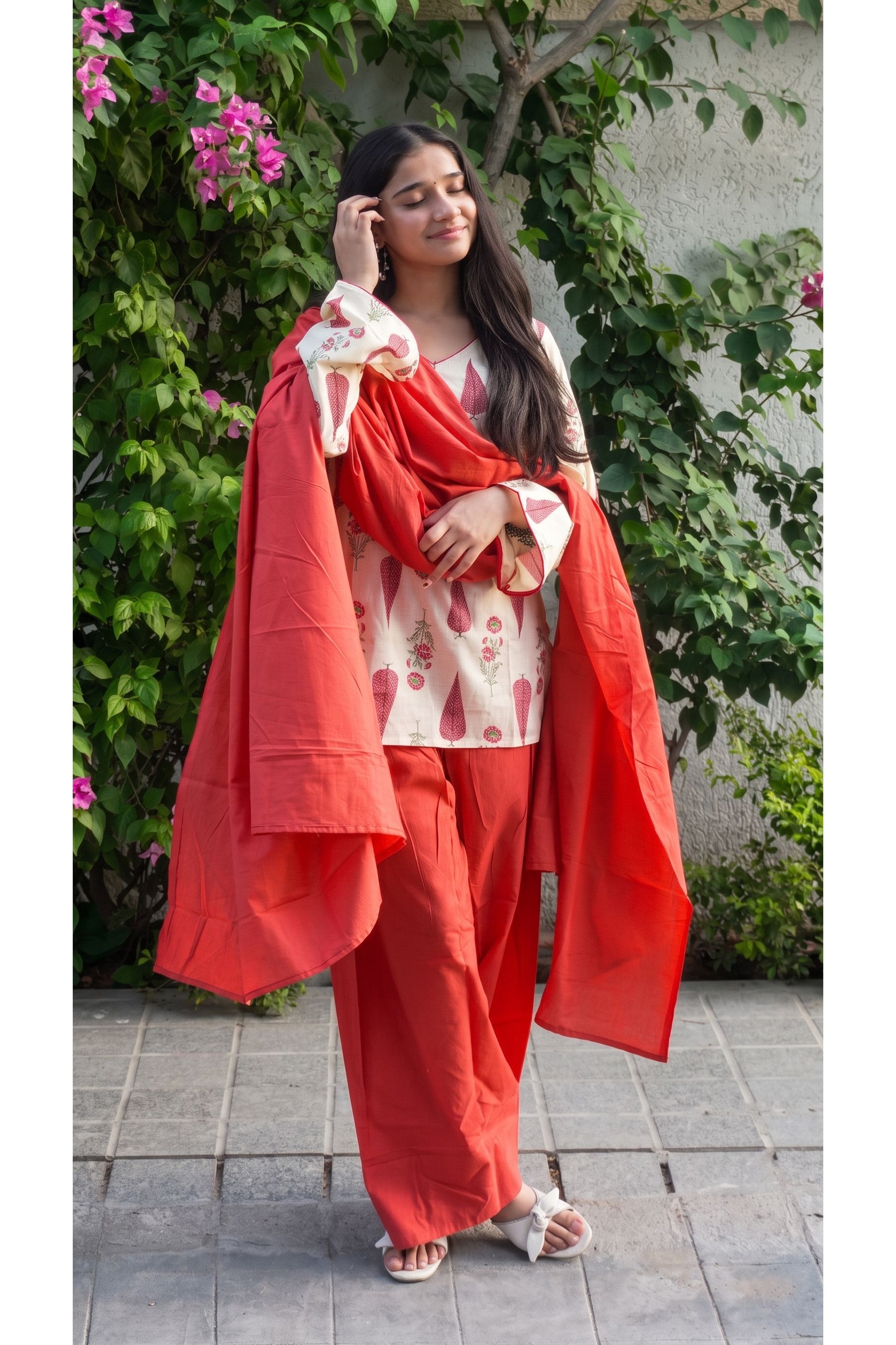 Floral Buti Print Farshi Salwar Set with Dupatta