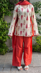 Floral Buti Print Farshi Salwar Set with Dupatta
