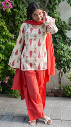 Floral Buti Print Farshi Salwar Set with Dupatta