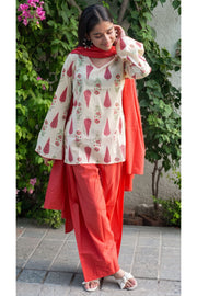 Floral Buti Print Farshi Salwar Set with Dupatta