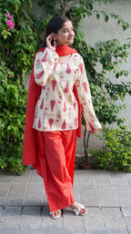Floral Buti Print Farshi Salwar Set with Dupatta