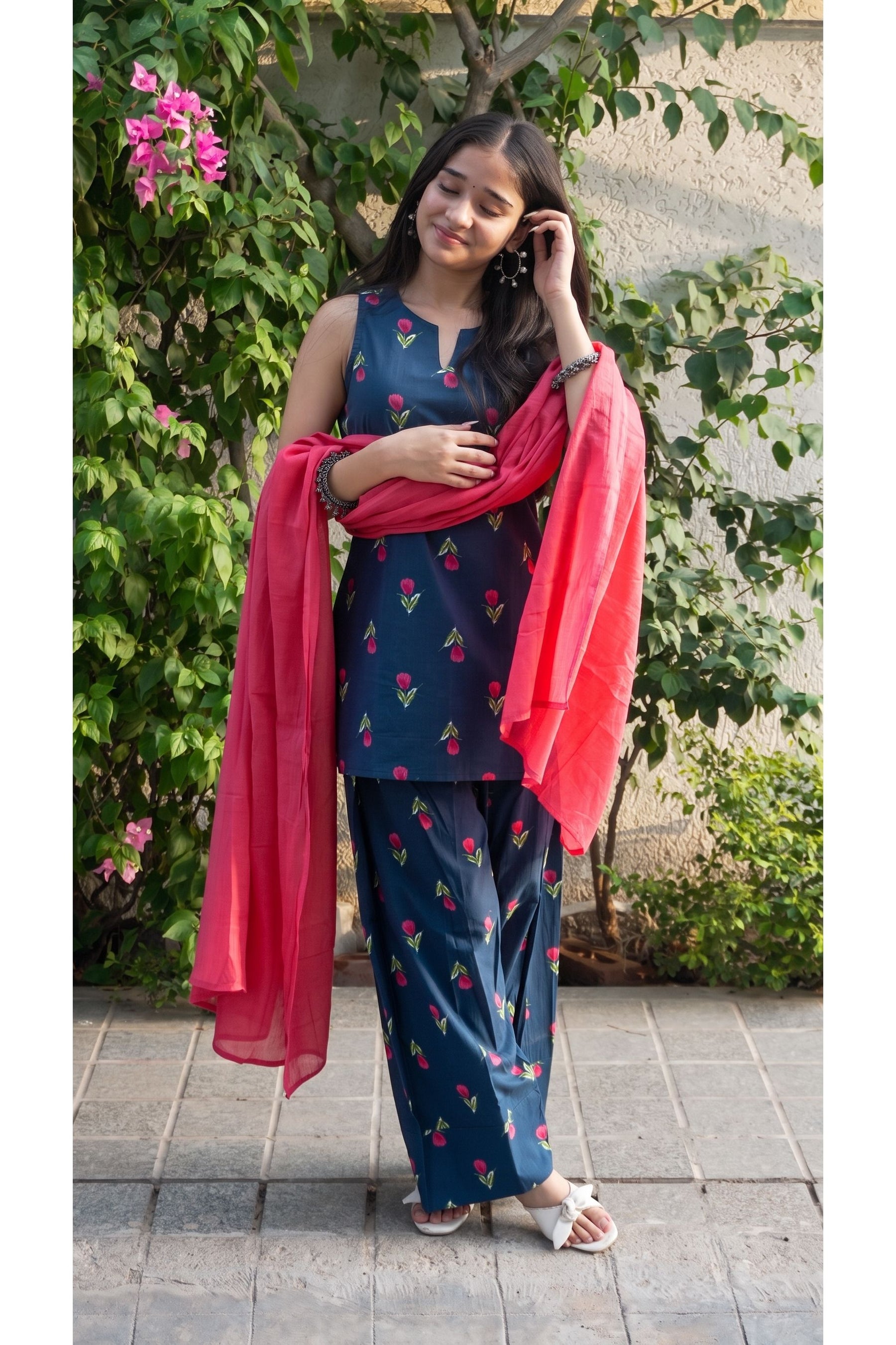 Midnight Tulip Farshi Salwar Set with Dupatta