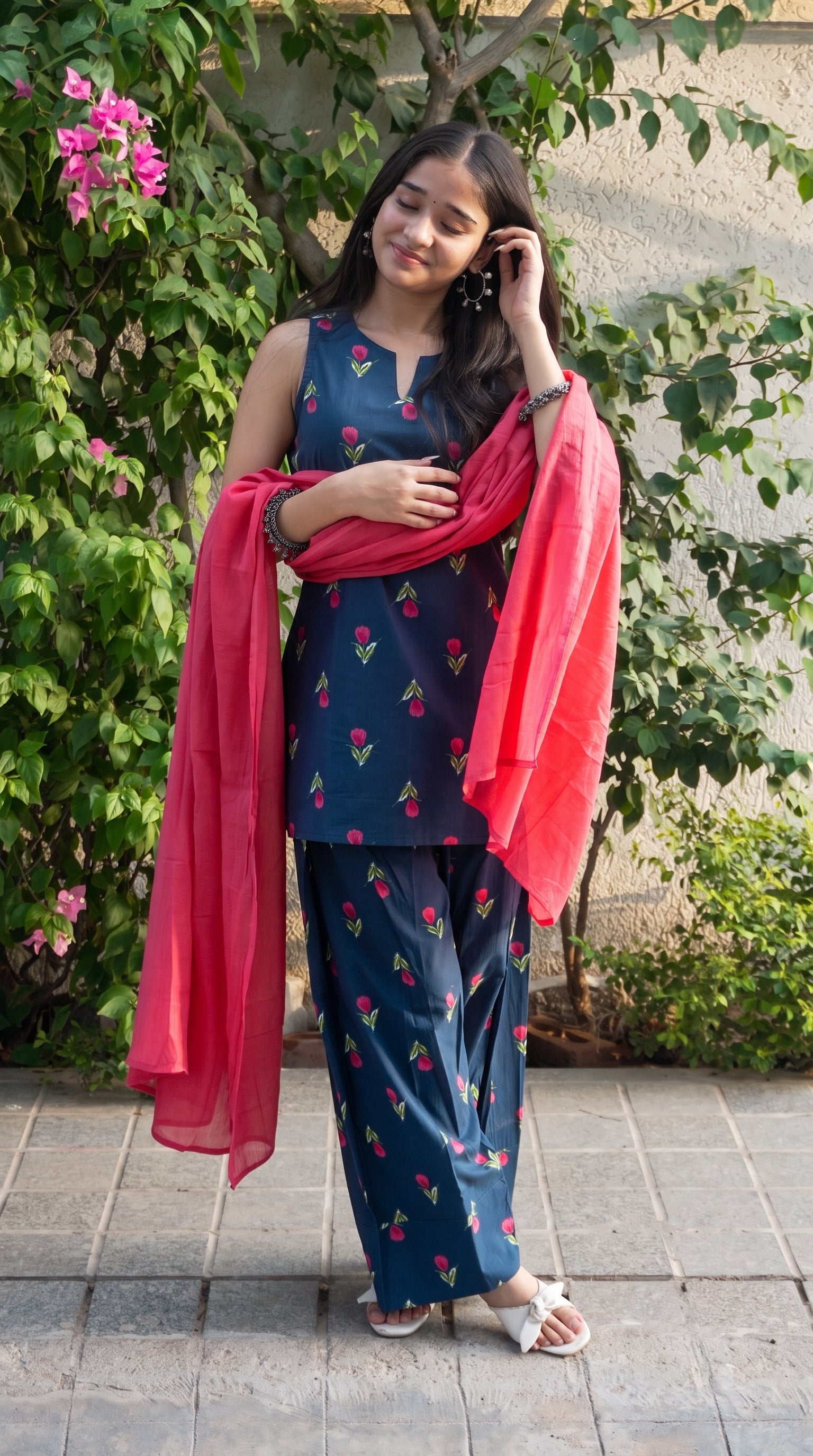 Midnight Tulip Farshi Salwar Set with Dupatta