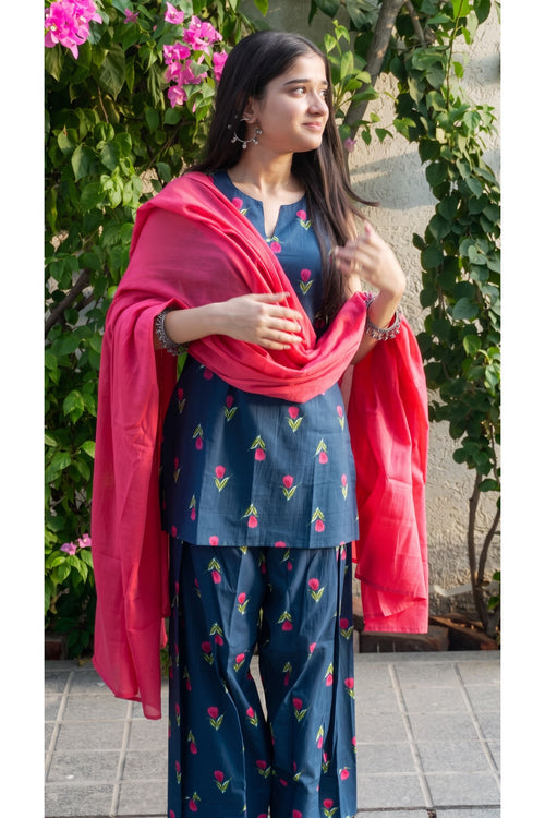 Midnight Tulip Farshi Salwar Set with Dupatta