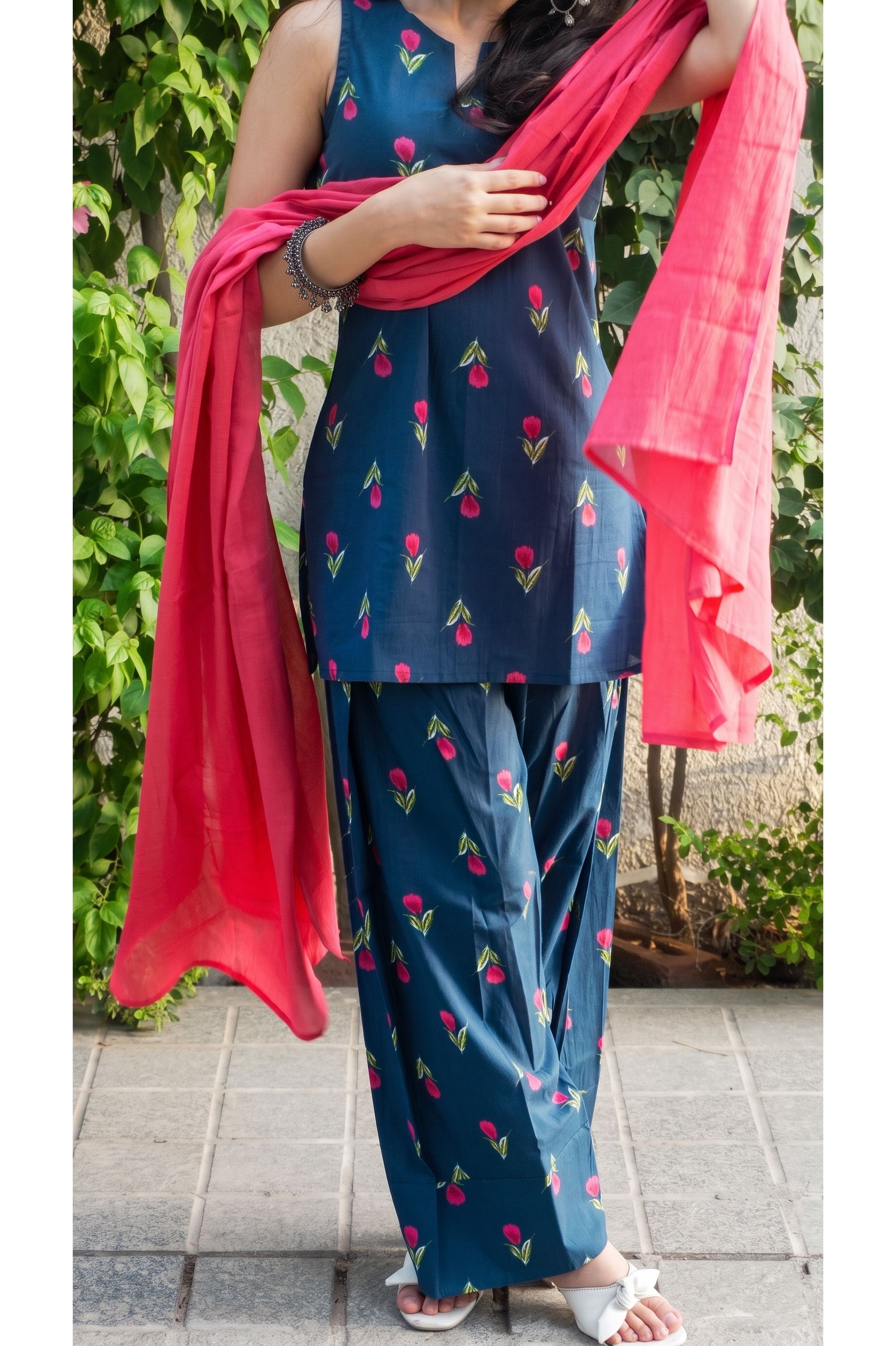 Midnight Tulip Farshi Salwar Set with Dupatta