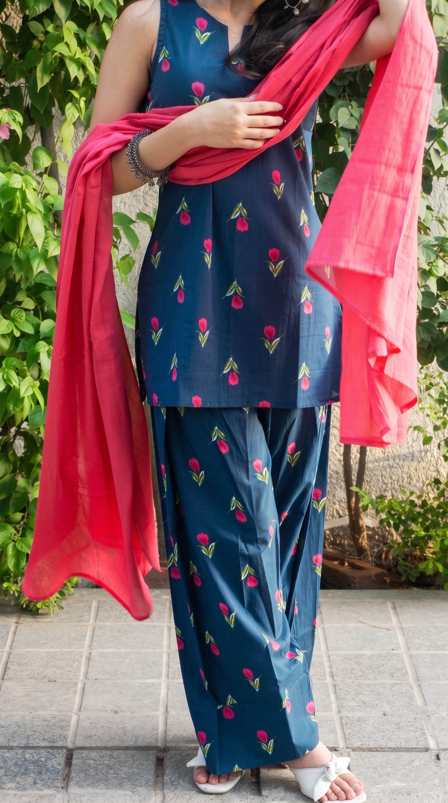 Midnight Tulip Farshi Salwar Set with Dupatta