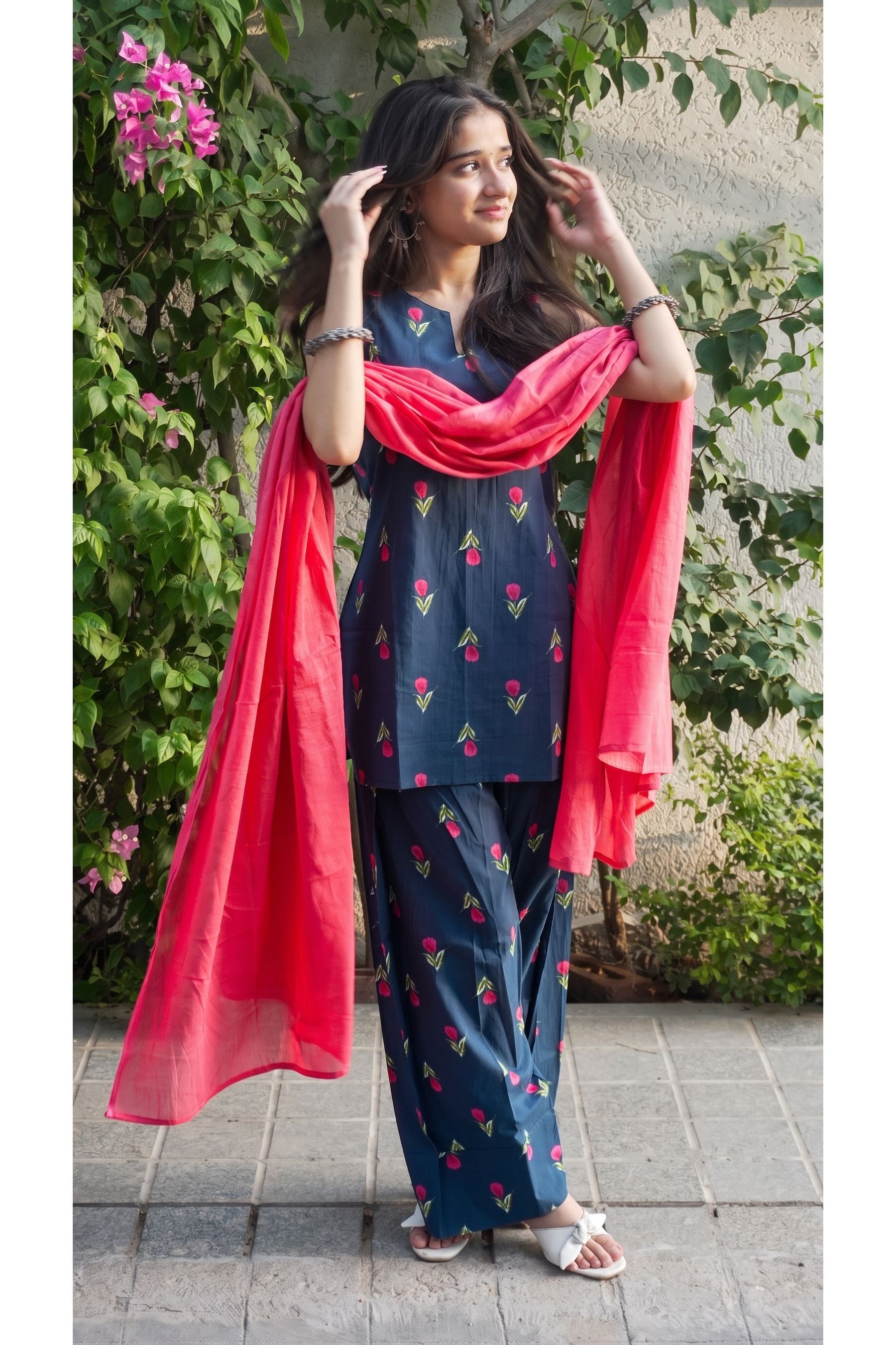 Midnight Tulip Farshi Salwar Set with Dupatta