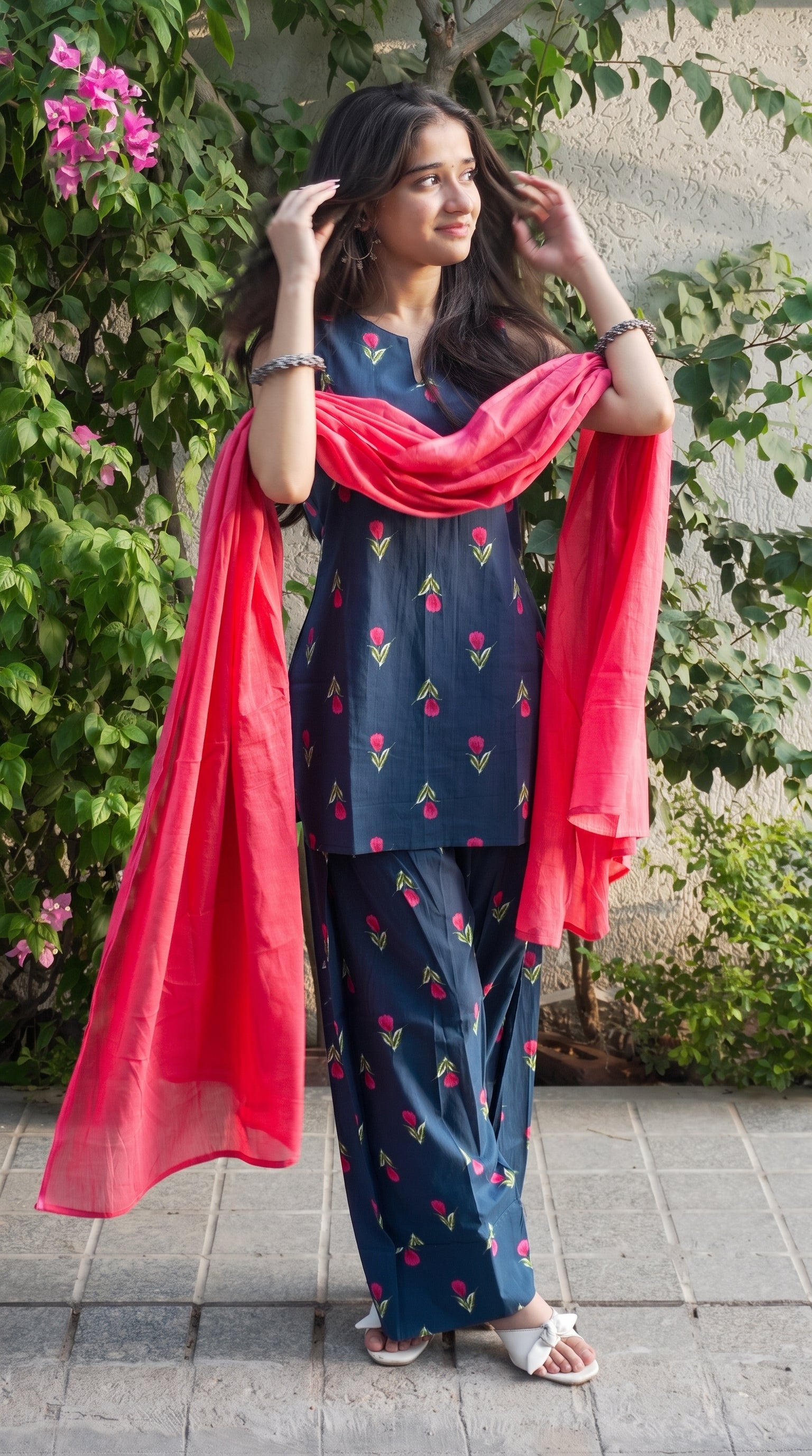 Midnight Tulip Farshi Salwar Set with Dupatta