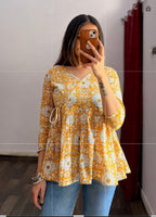 Yellow Angrakha Peplum Top