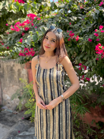 Black- Golden strips kurta
