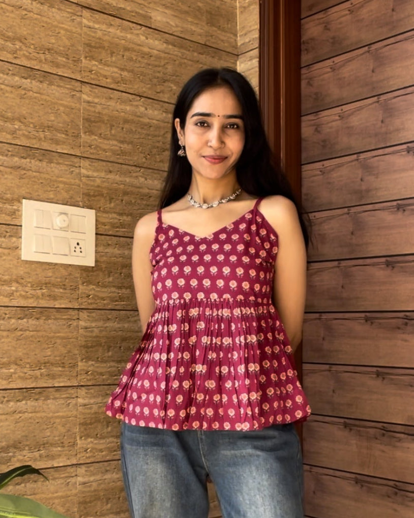 Wine Strap Peplum Top