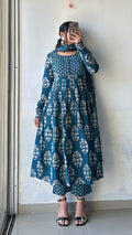 Midnight Bloom Anarkali Suit Set