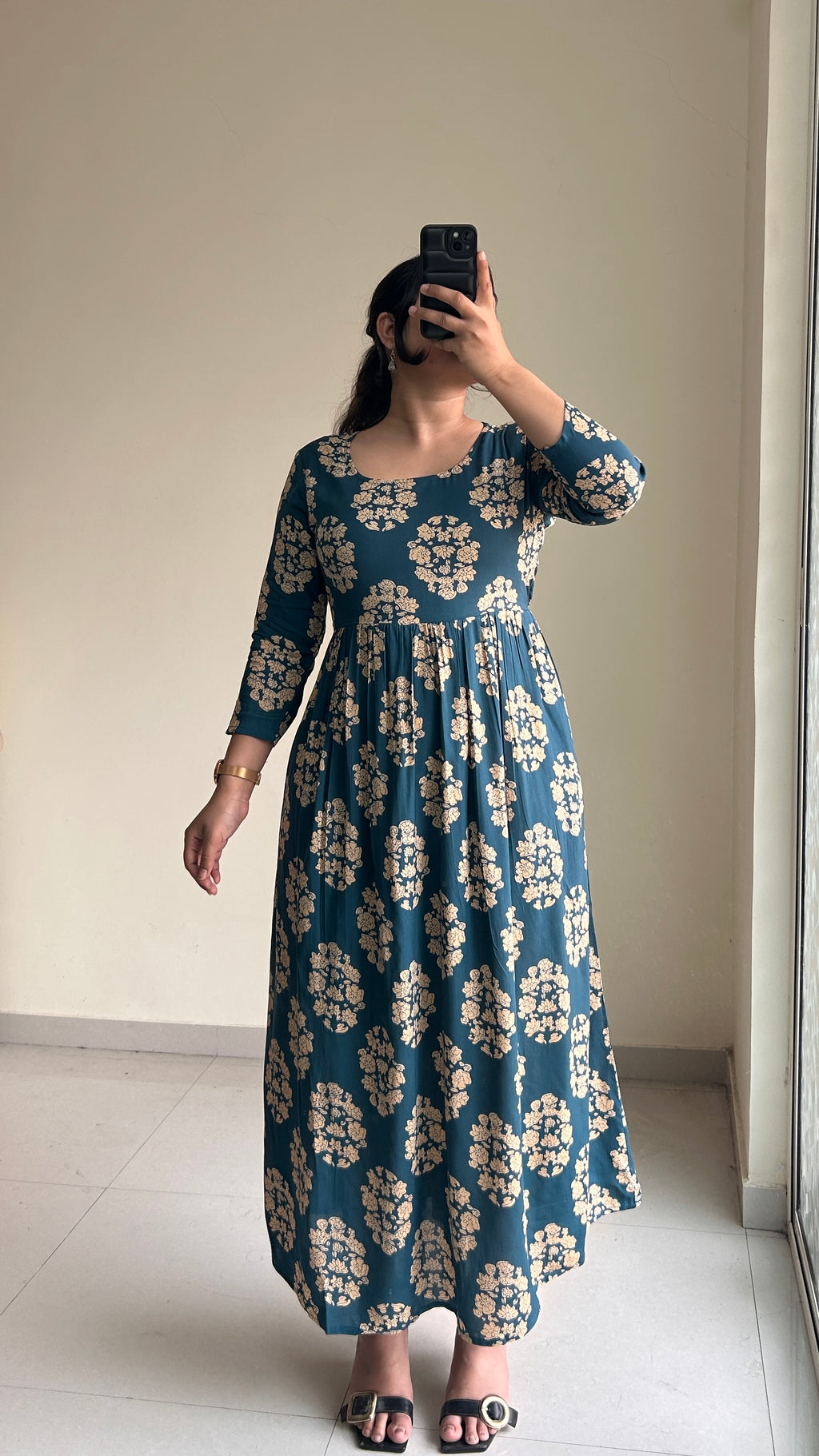 Teal Plum Anarkali Dress
