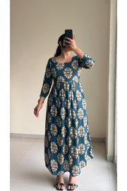 Teal Plum Anarkali Dress
