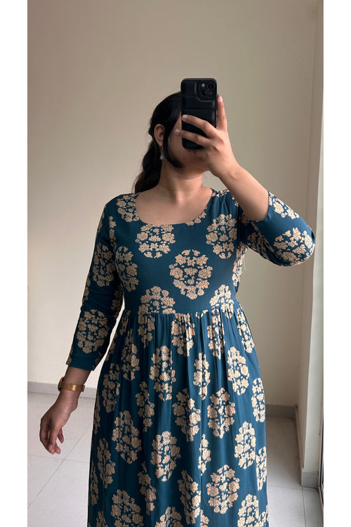 Teal Plum Anarkali Dress