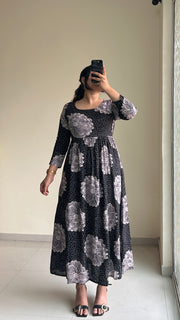 Black Plum Anarkali Dress
