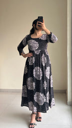 Black Plum Anarkali Dress