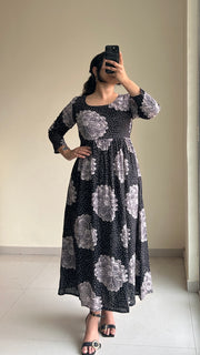 Black Plum Anarkali Dress