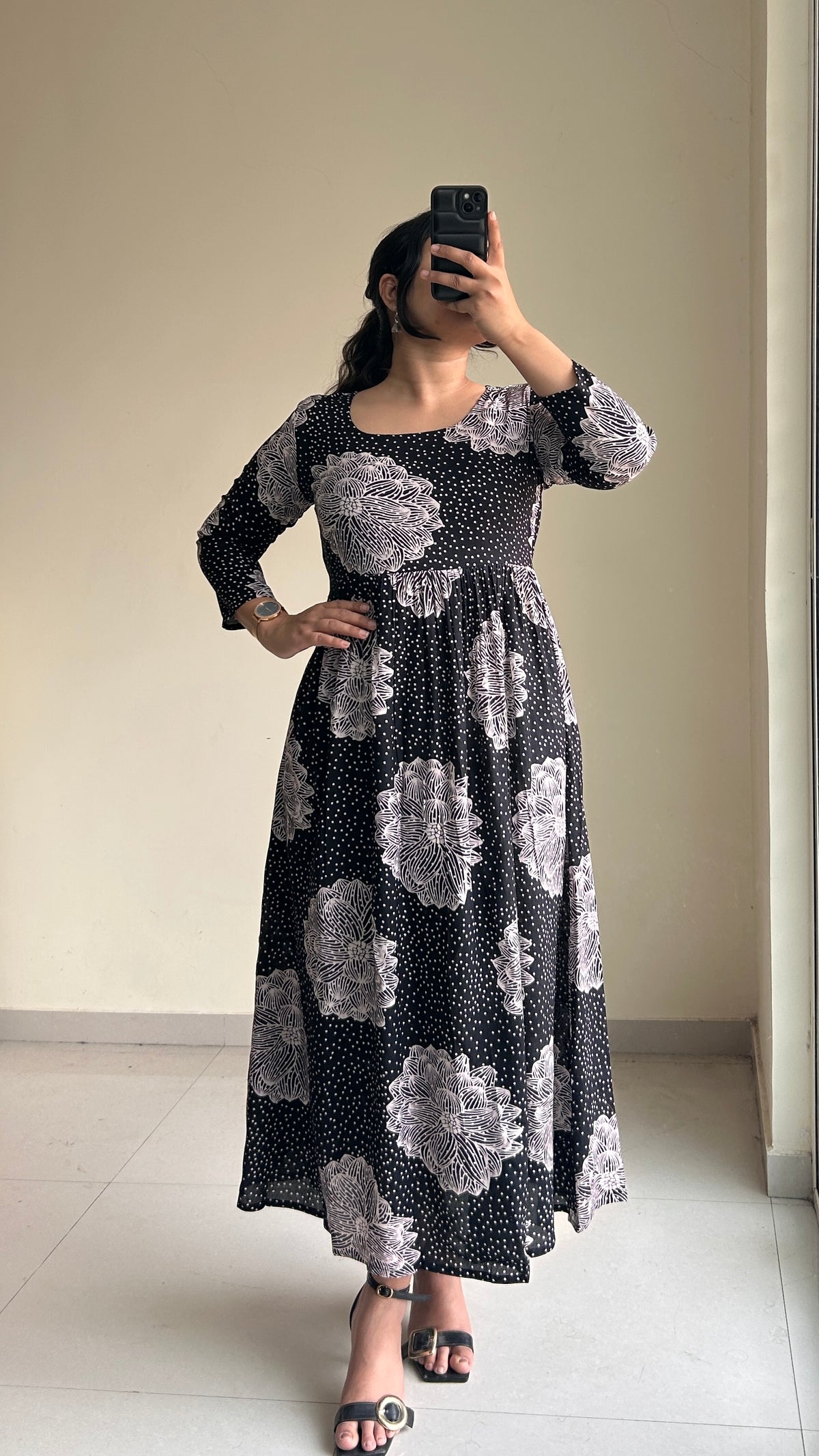 Black Plum Anarkali Dress