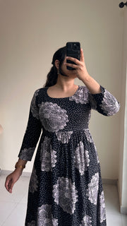 Black Plum Anarkali Dress