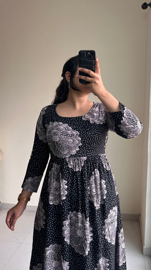 Black Plum Anarkali Dress