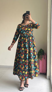 Black Flower Anarkali Dress
