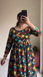 Black Flower Anarkali Dress