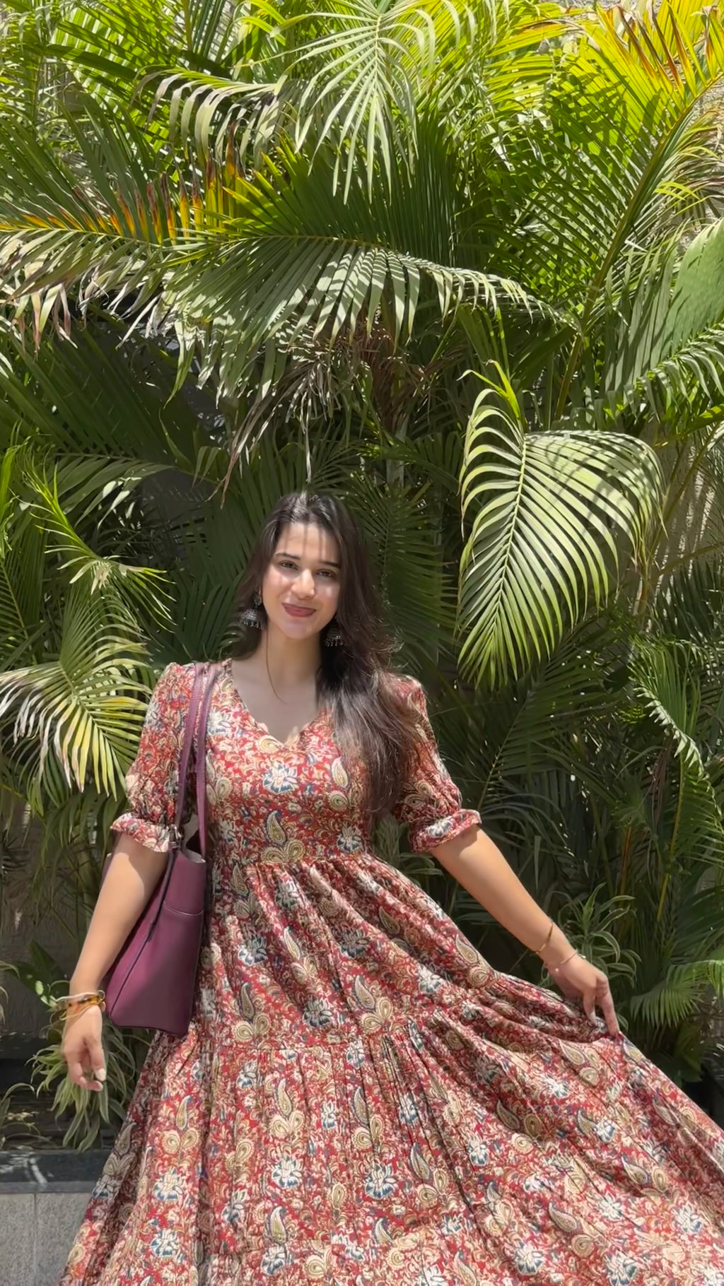 Red Flower Flared Dress