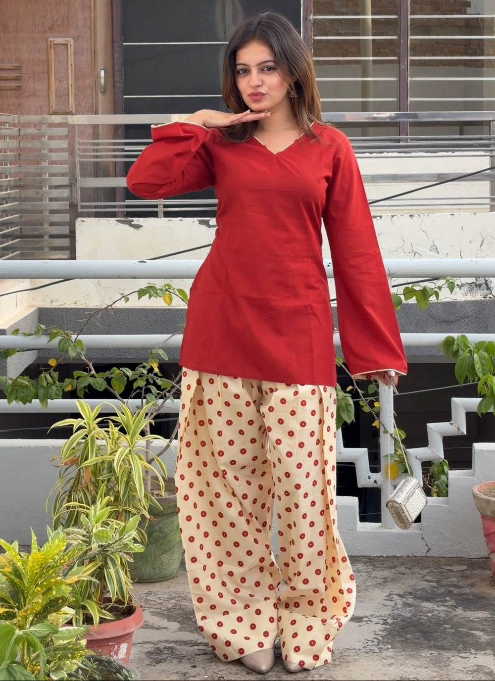 Gulab Rang Farshi Salwar with Back Dori
