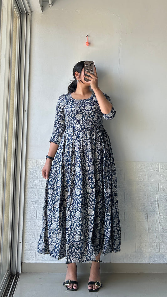 Azure Bloom Anarkali Dress