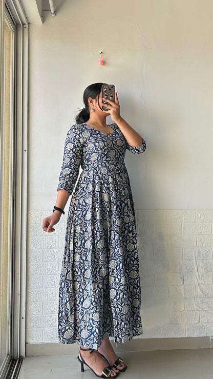 Azure Bloom Anarkali Dress
