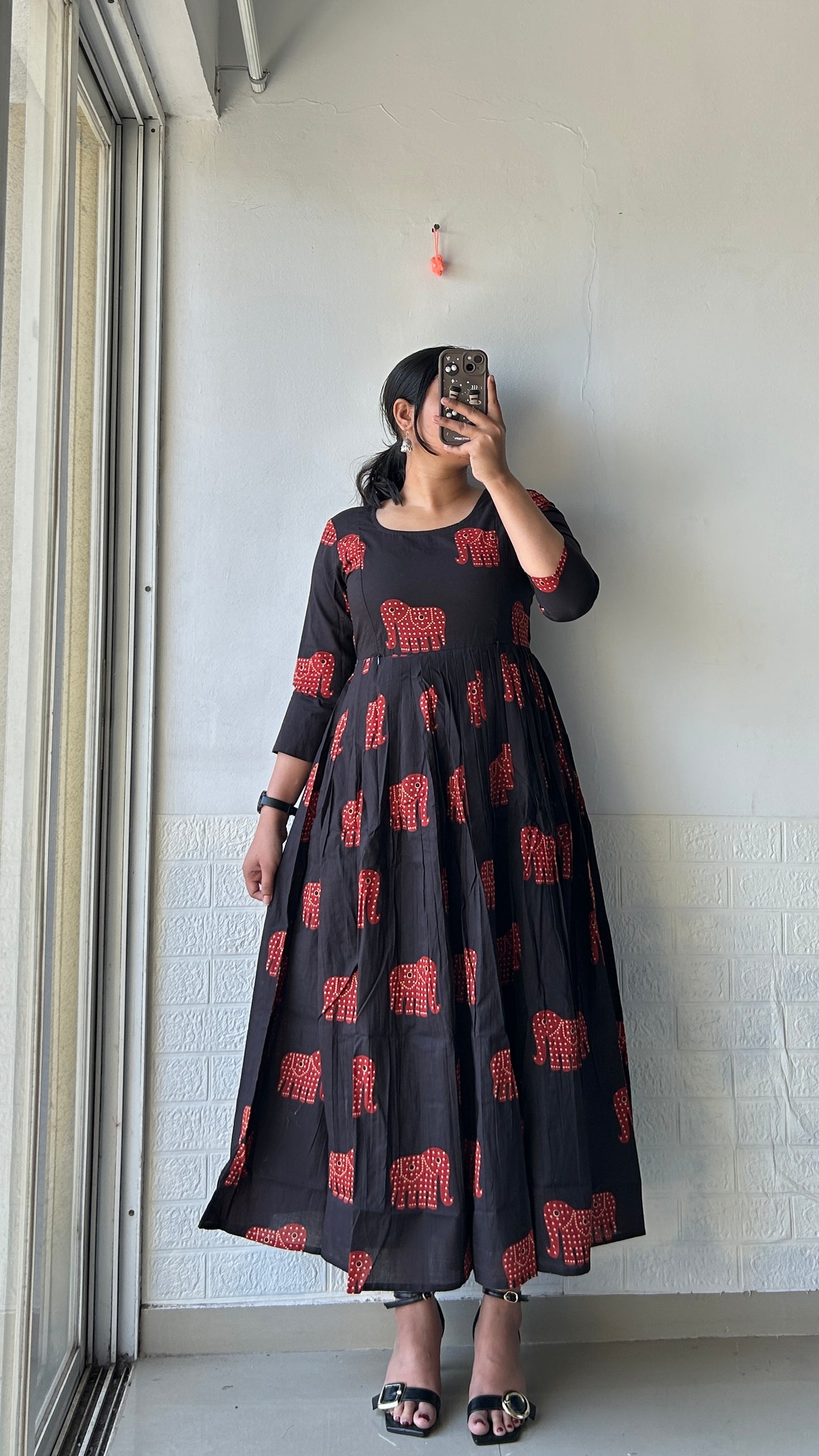 Midnight Red Black Anarkali Dress