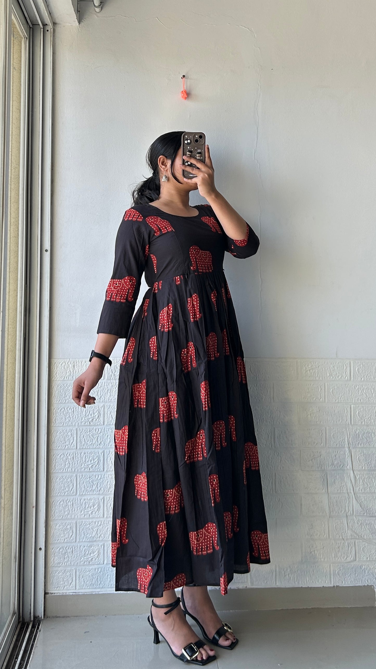 Midnight Red Black Anarkali Dress