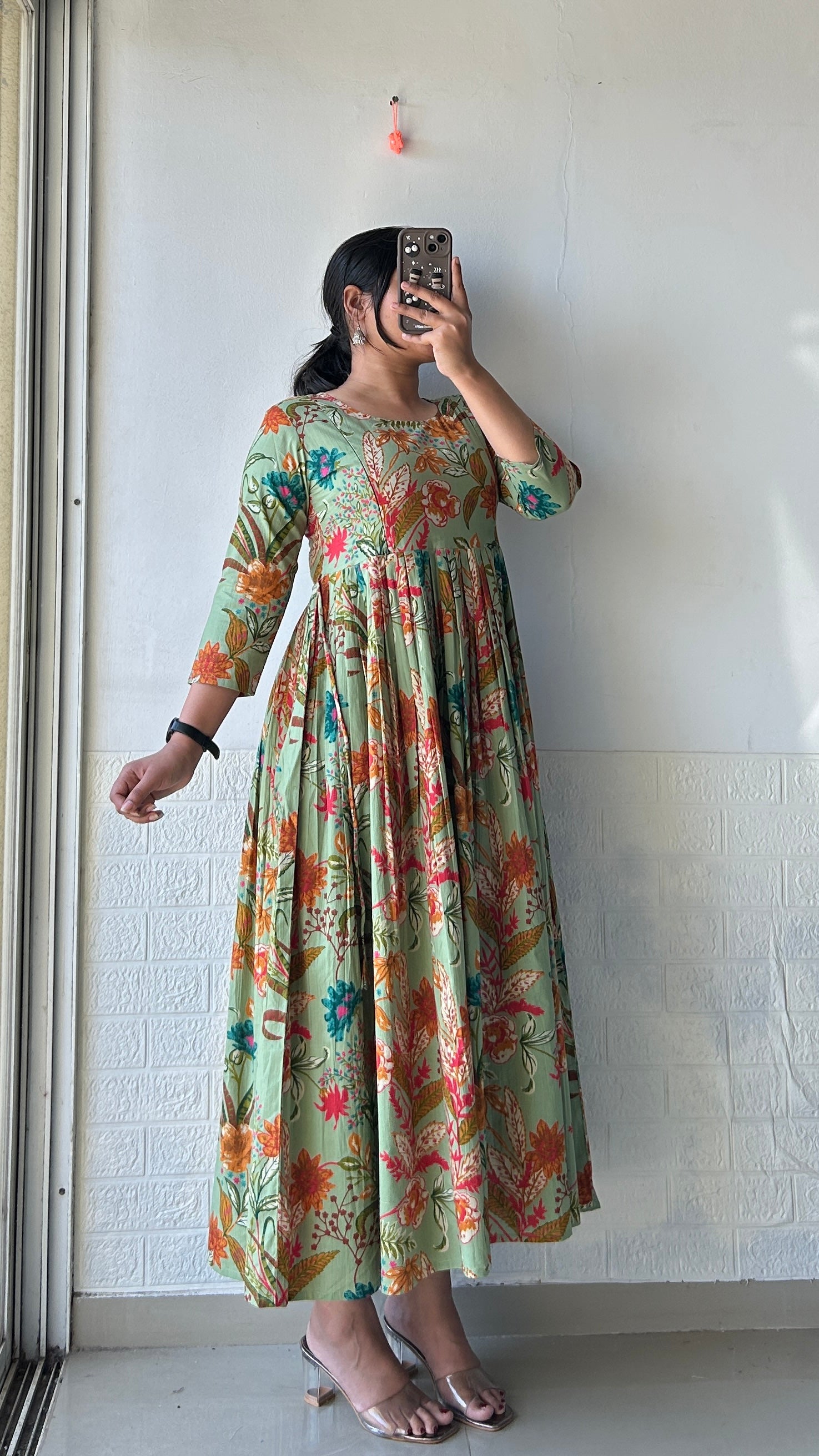 Botanic Charm Pleated Anarkali Dress