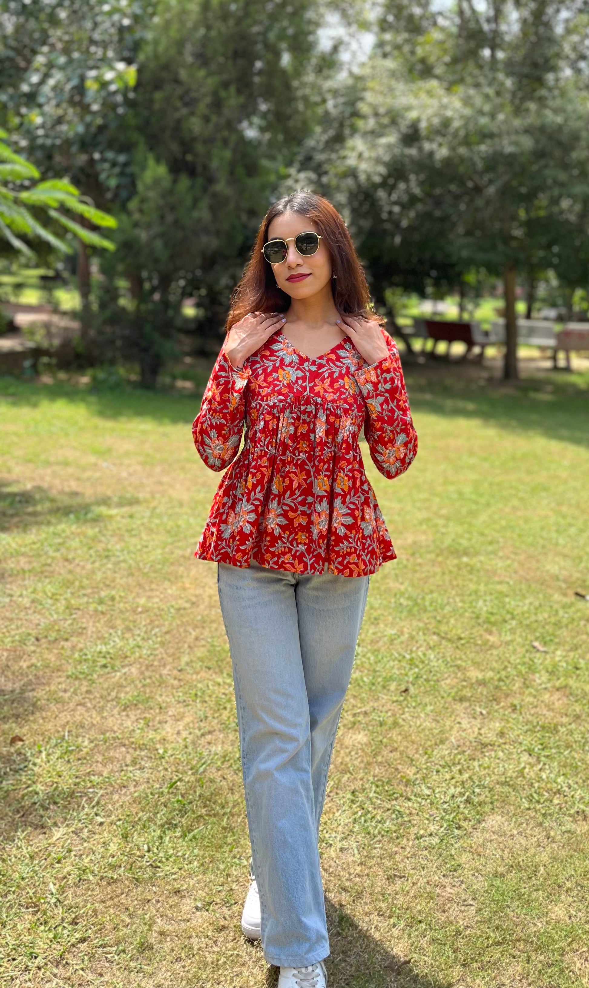 Bloom Bliss Handblock Peplum Top