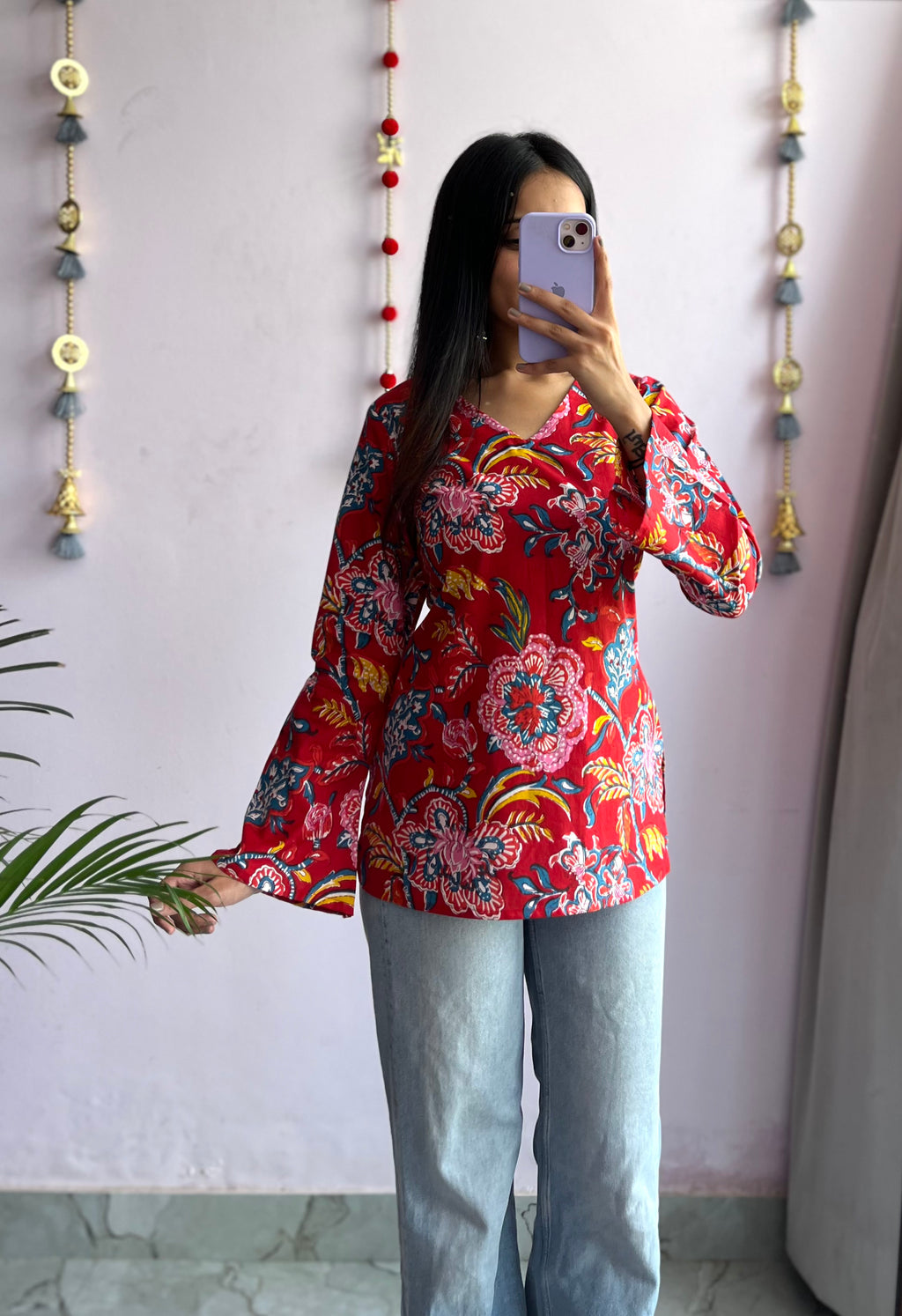 Floral Fiesta Bell Sleeve Kurti