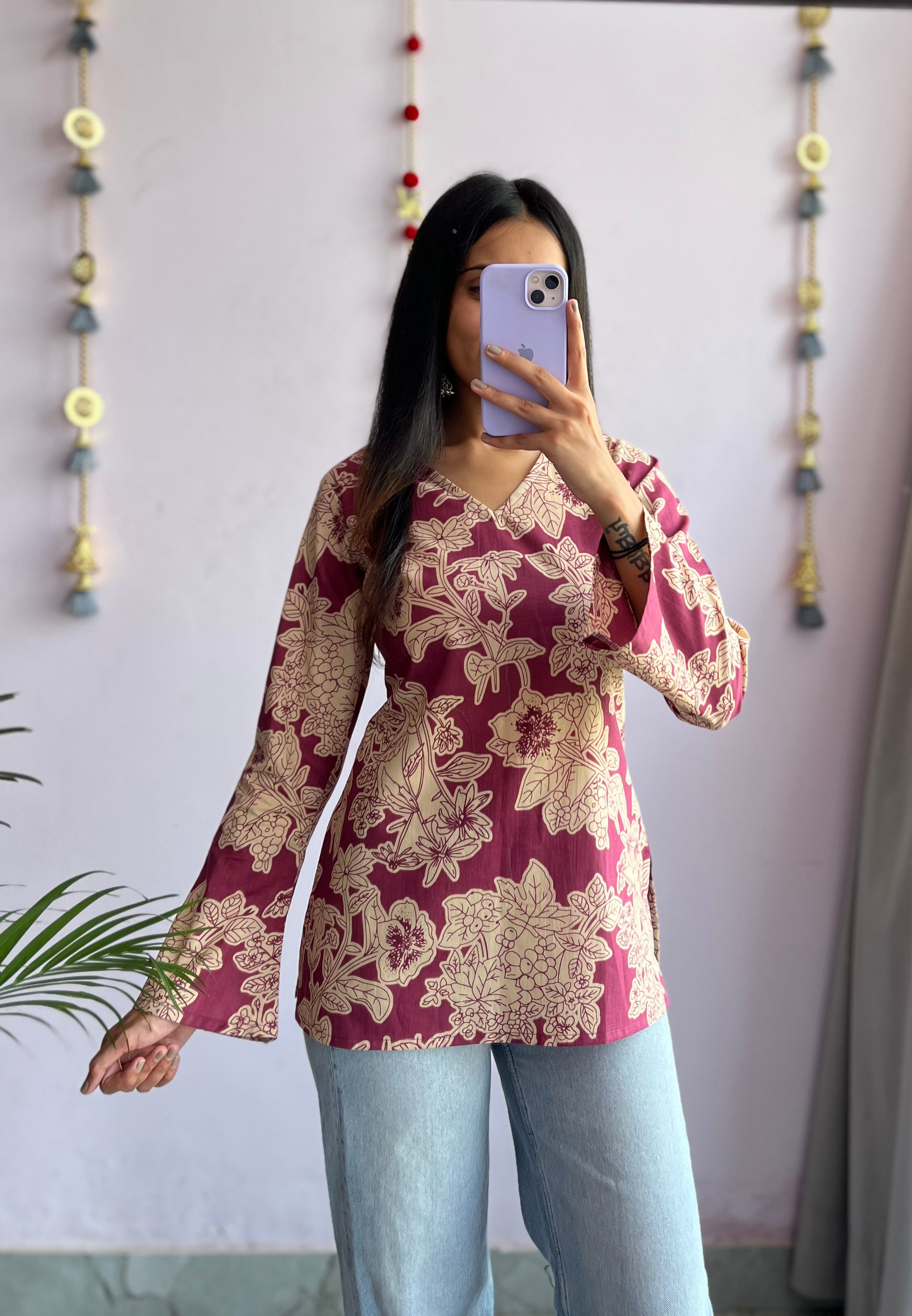 Rustic Rose Bell Sleeve Kurti