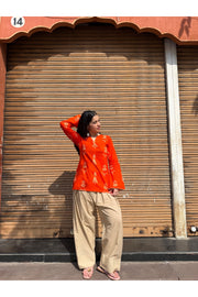 Orange Handblock Farshi Salwar Set