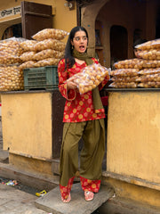 Red Farshi Salwar Set with Dupatta